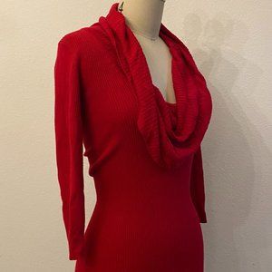 DKNY Cowl neck 3/4 sleeve Red S